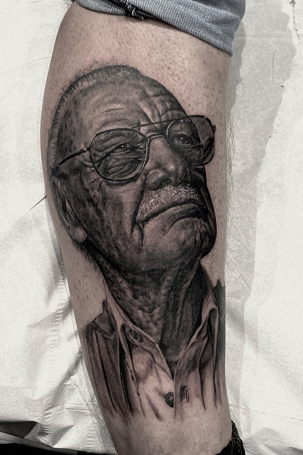 Portrait Tattoo of the Marvel icon Stan Lee
